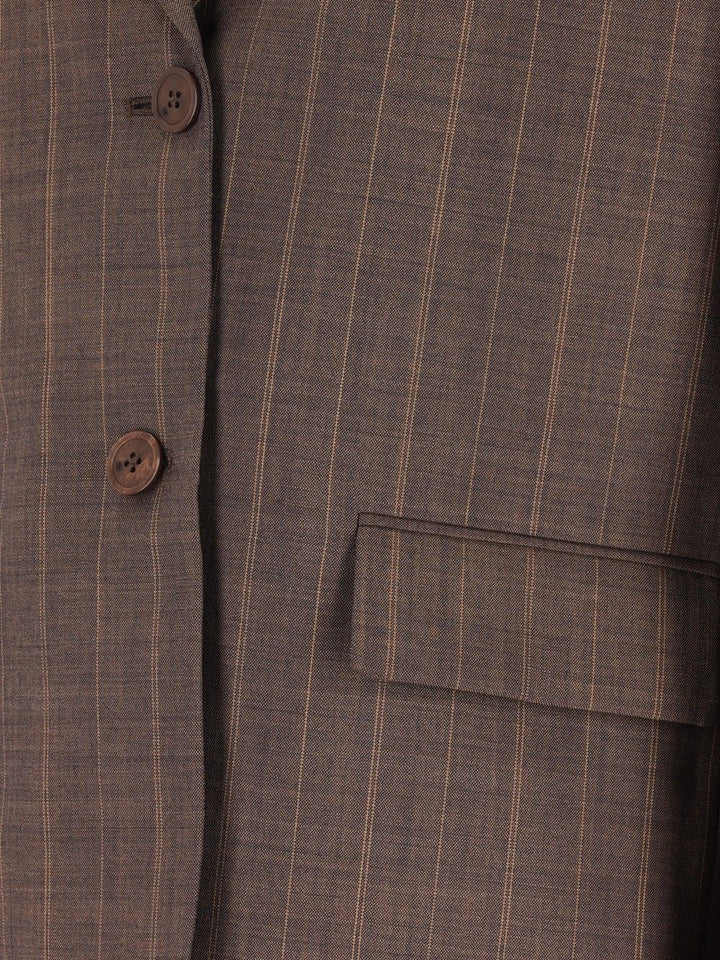 Ganni Brown Pinstriped Wool Blazer Giacche - Marrone | 0829d554a221ddfc8305c660e3a45f7b26e98e4c