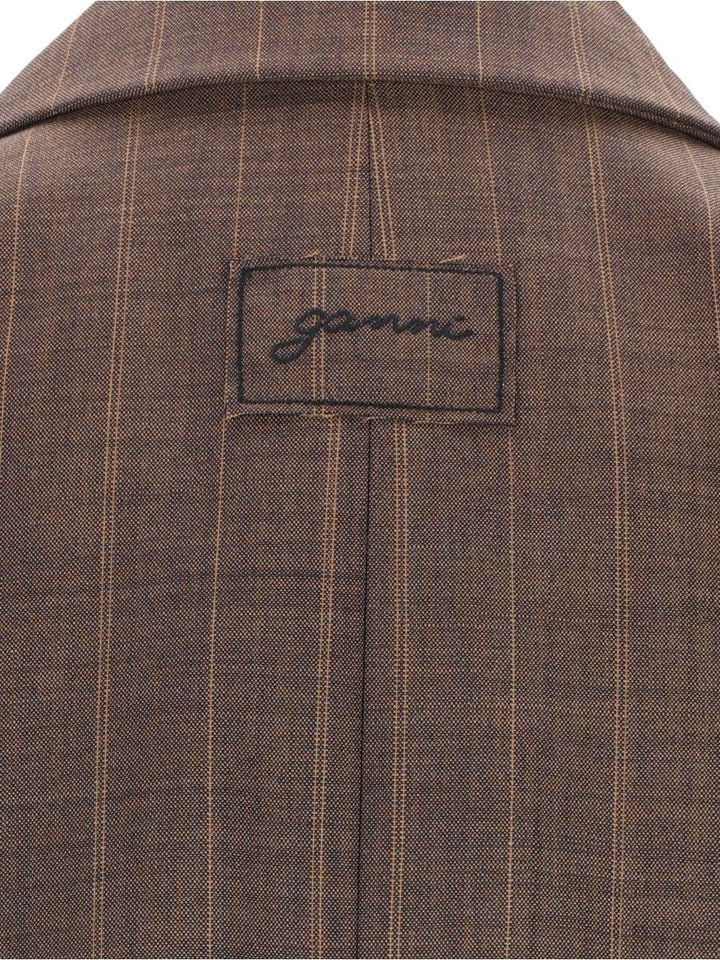 Ganni Brown Pinstriped Wool Blazer Giacche - Marrone | 4e83929bee64f81a0c7c2377b24ab40d43f5de19