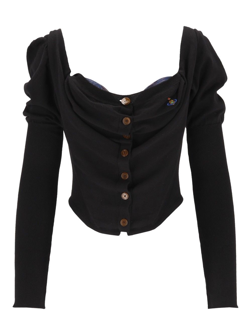 Vivienne Westwood Knitted Cardigan Corset Bea Top - Nero | 75d001aeb926fc558f51a69aedca36d955a25ccc