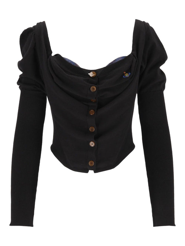 Knitted Cardigan Corset Bea Top Black