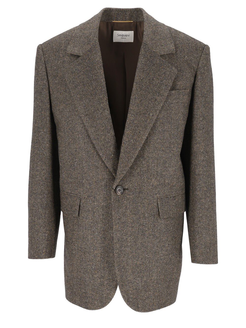 Saint Laurent Herringbone Wool Jacket Giacche - Marrone | 5946ec580d410249899175e61388ac38b65d79e2