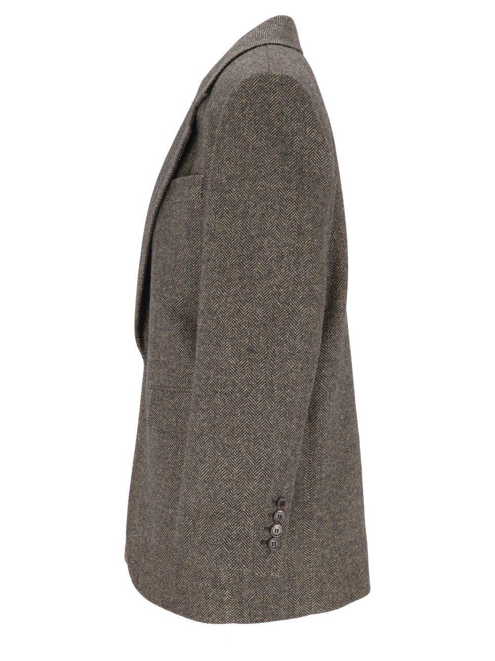 Saint Laurent Herringbone Wool Jacket Giacche - Marrone | d09fc951d957e9da0e784fa5d87f4fd5c2558ba6