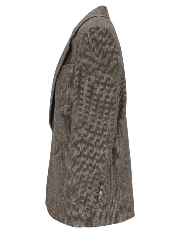 Saint Laurent Herringbone Wool Jacket Giacche - Marrone | d09fc951d957e9da0e784fa5d87f4fd5c2558ba6