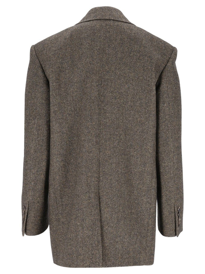Saint Laurent Herringbone Wool Jacket Giacche - Marrone | cd7ef825dd1b9aeaecd5b6be28aace2864669fee