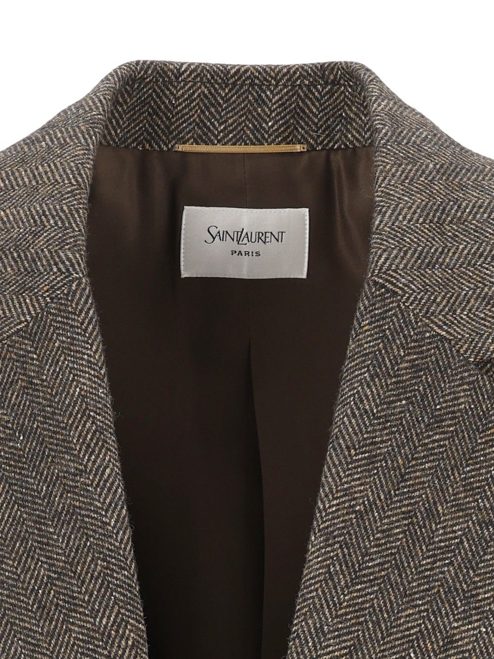 Saint Laurent Herringbone Wool Jacket Giacche - Marrone | 1ce9807e058db4a8e439bbefafa856b32af8fd93