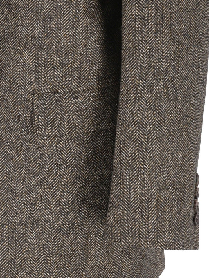 Saint Laurent Herringbone Wool Jacket Giacche - Marrone | 648abfdd5aca9b523141eef6ed295e3adbf290ca