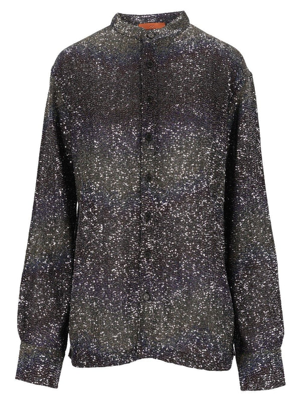 Oversized Shirt With Sequin Appliqué Shirts Multicolor