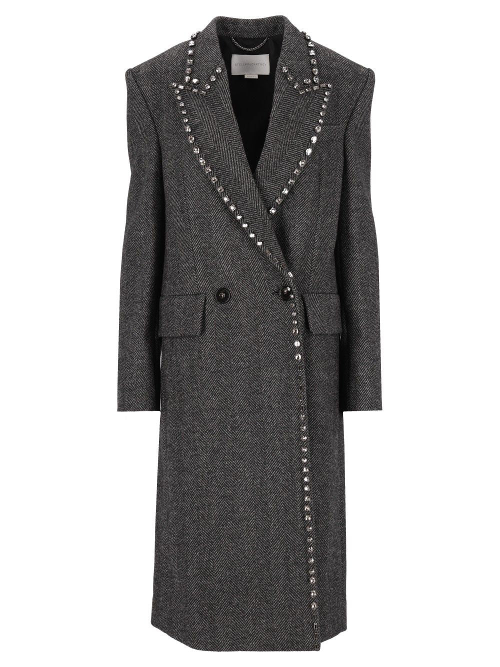 Stella Mccartney Embellished Coat Coats - Grey | 403e578906f17cd3d401703a1c4189d66429958f
