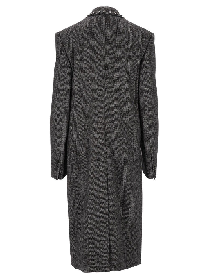 Stella Mccartney Embellished Coat Coats - Grey | b521da93d3e153088b943b1472fa5212e7ae251b