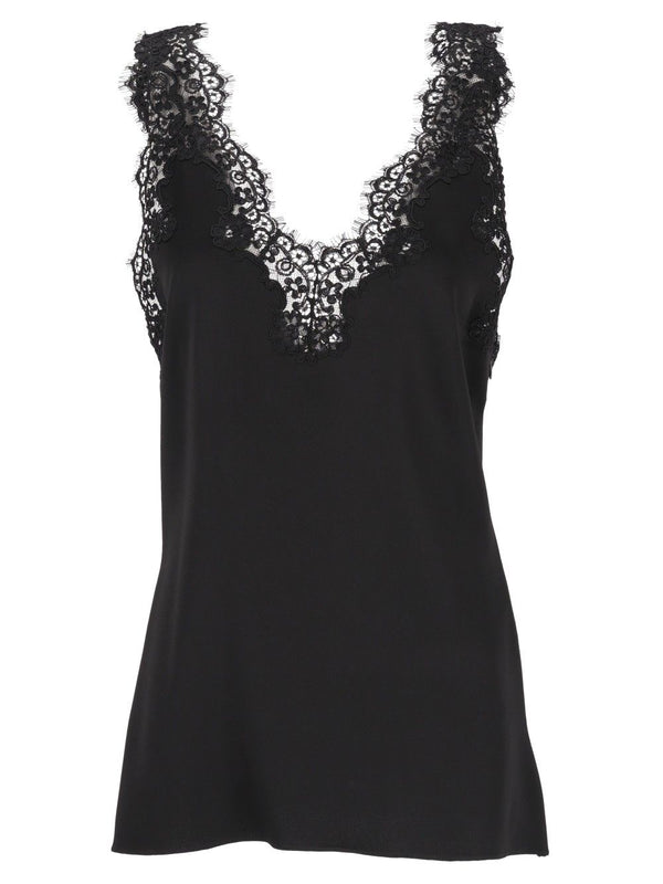 Top Negro con Detalles de Encaje