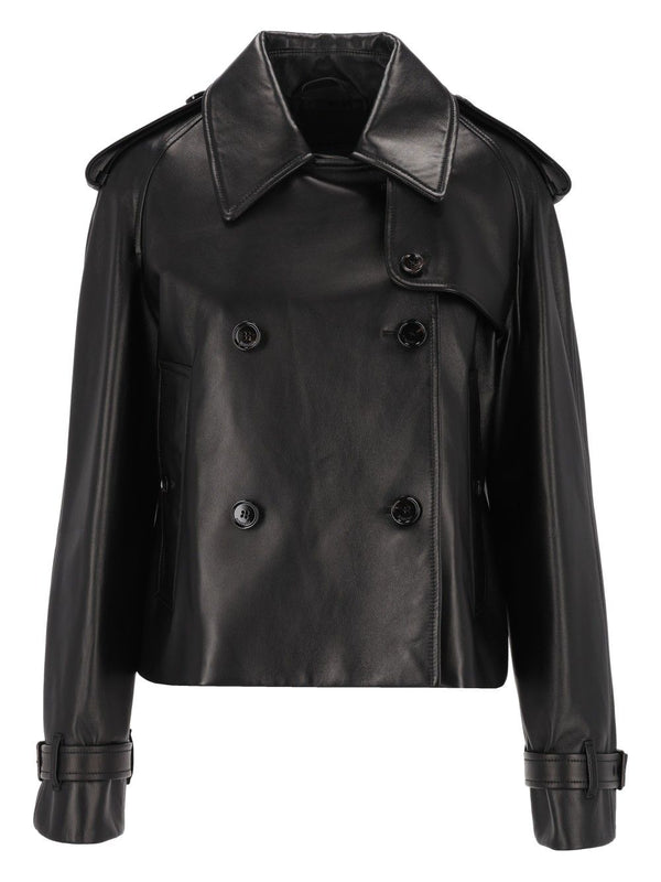 Mayfair Cropped Leather Trench Jacket Giacche Nero