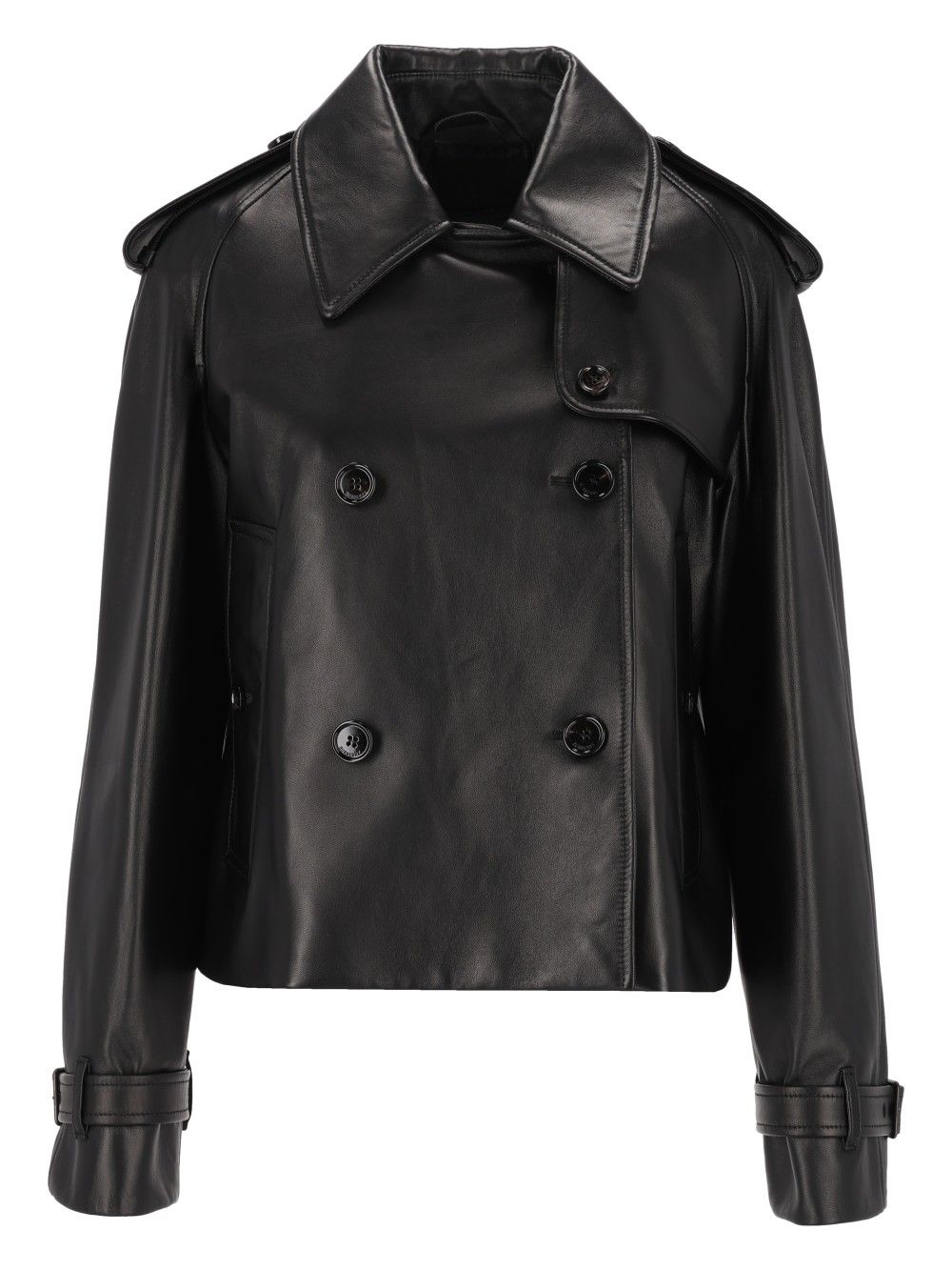Burberry Mayfair Cropped Leather Trench Jacket Giacche - Nero | 27922c4332008e2b69cc8b699b5c47fa7204ed61