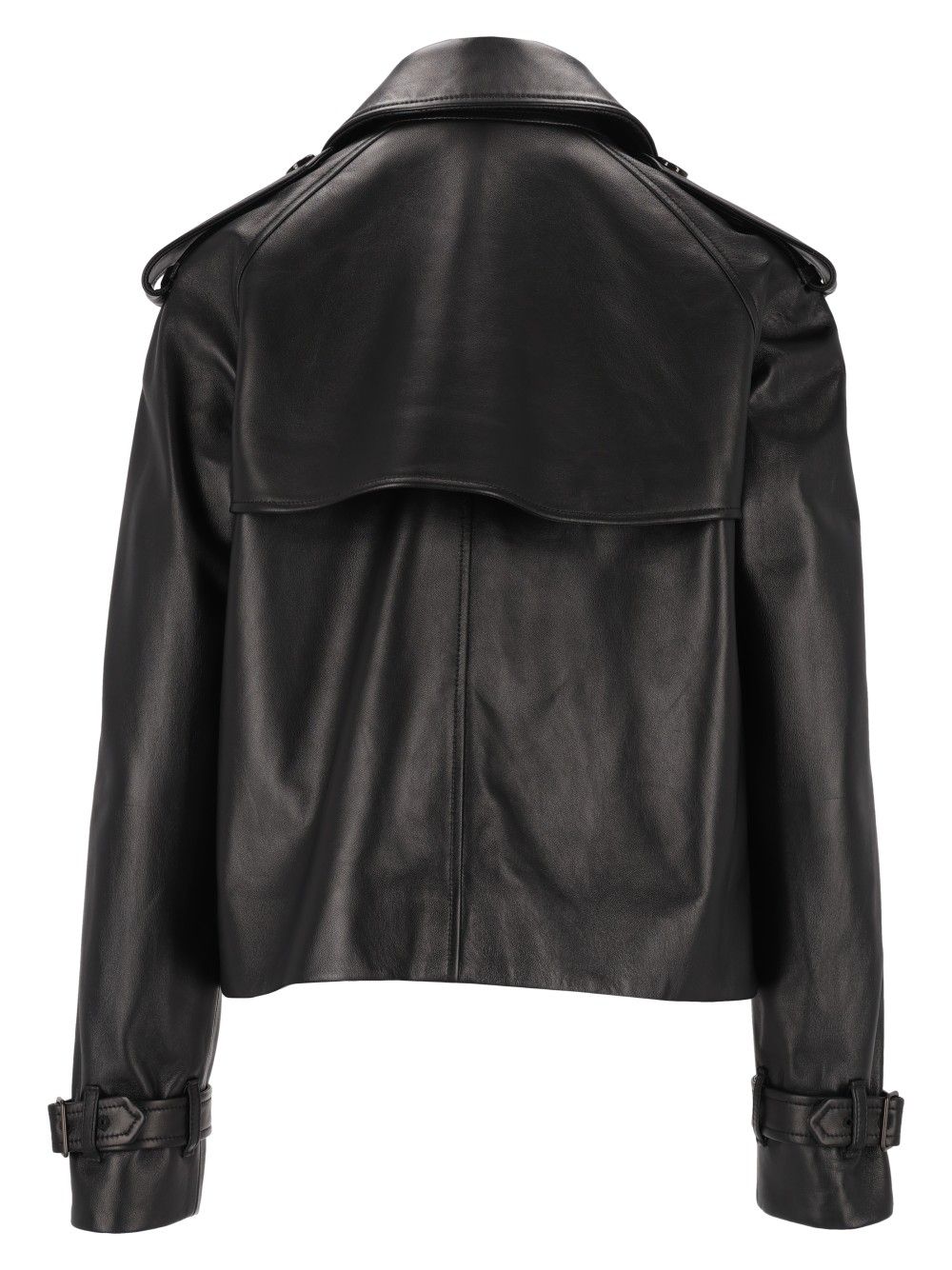 Burberry Mayfair Cropped Leather Trench Jacket Giacche - Nero | 569c939fe60405bffda47151803ad9c206b4ce5b