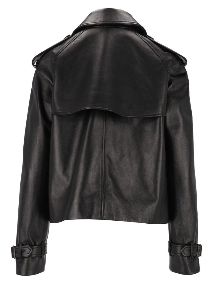 Burberry Mayfair Cropped Leather Trench Jacket Giacche - Nero | 569c939fe60405bffda47151803ad9c206b4ce5b