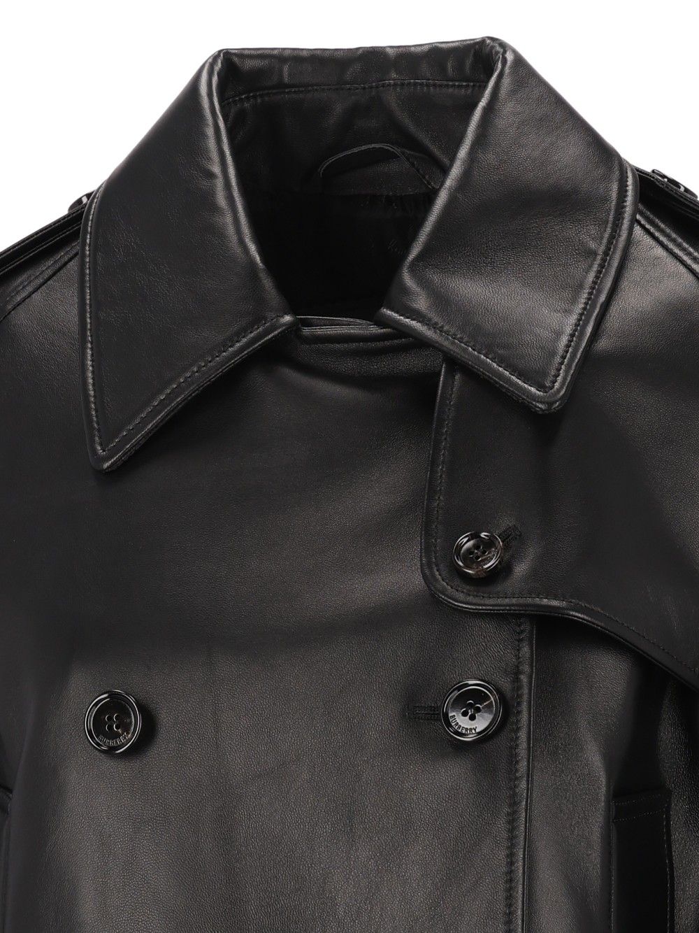 Burberry Mayfair Cropped Leather Trench Jacket Giacche - Nero | caa5dc966074dc07ffd83a86e4655cd82a0b222e