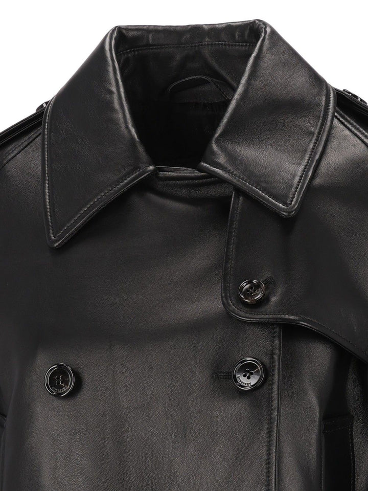 Burberry Mayfair Cropped Leather Trench Jacket Giacche - Nero | caa5dc966074dc07ffd83a86e4655cd82a0b222e