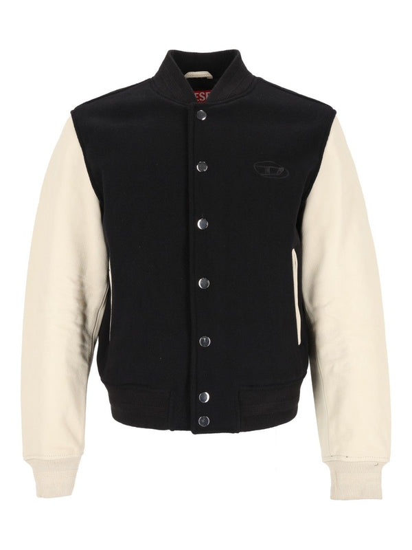 Wool And Leather Blend Bomber Jacket Giacche Multicolor