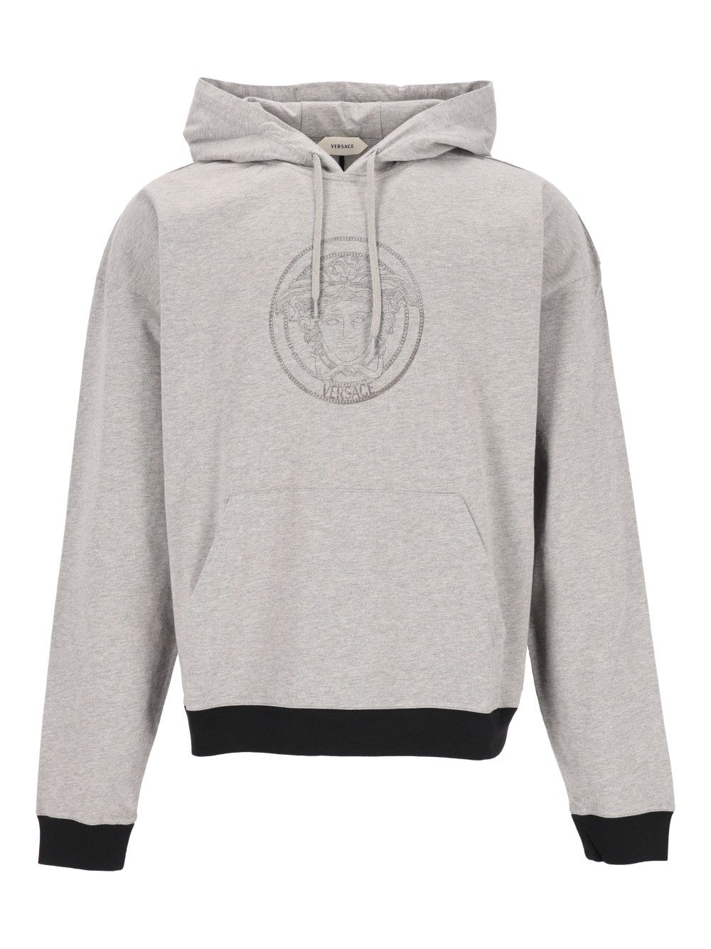 Versace Cotton Jersey Sweatshirt With Print Sweatshirts - Grey | 280a34e46c099de7d0daa2e2da6a51b33bc64068