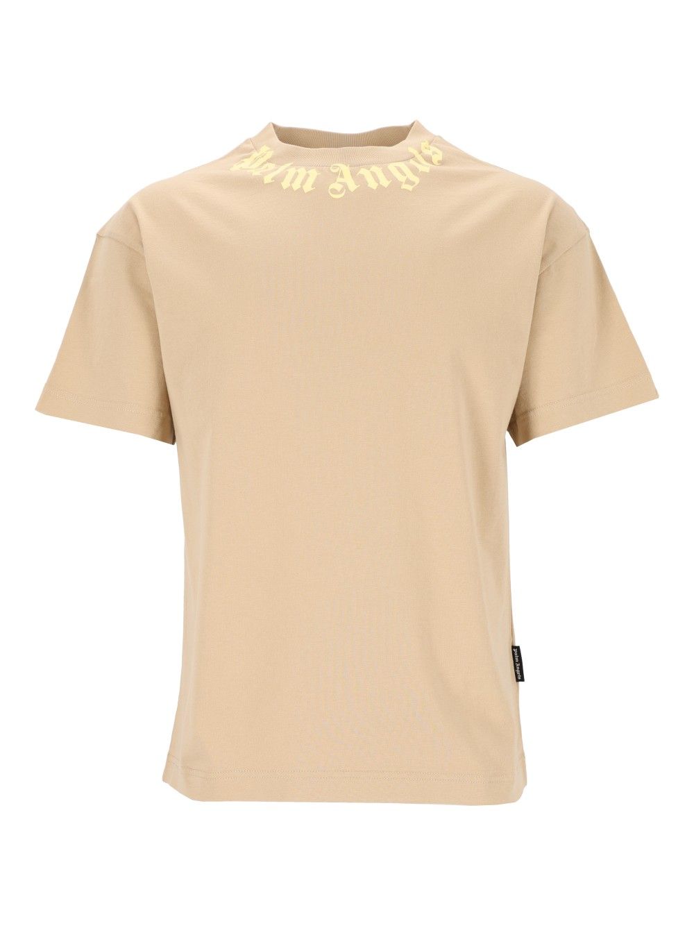Palm Angels Neck Logo Regular Tee T-Shirt - Beige | f4ac276bd2421373bb227f4951e42ed2aad662a1