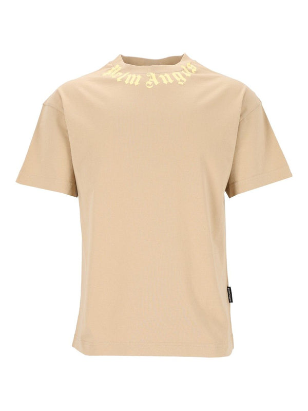 Camiseta Cuello Logo Beige