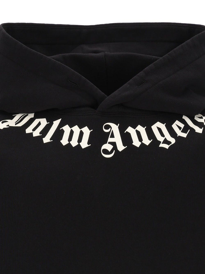 Palm Angels Neck Logo Hoodie Sweatshirts - Nero | 9ee5f49363dbcbab20adf64a0c5ab680e70d4fbb