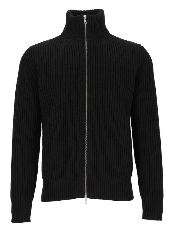 Chaqueta de Punto Acanalado Negra