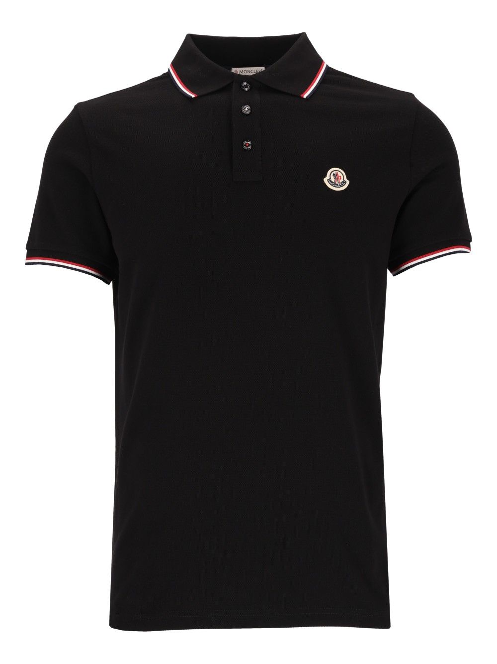 Moncler Cotton Pique  With Tricolour Trim Polo shirt - Nero | f1336db90a411a7b1d5faeb3f0c8dc6a1c795553