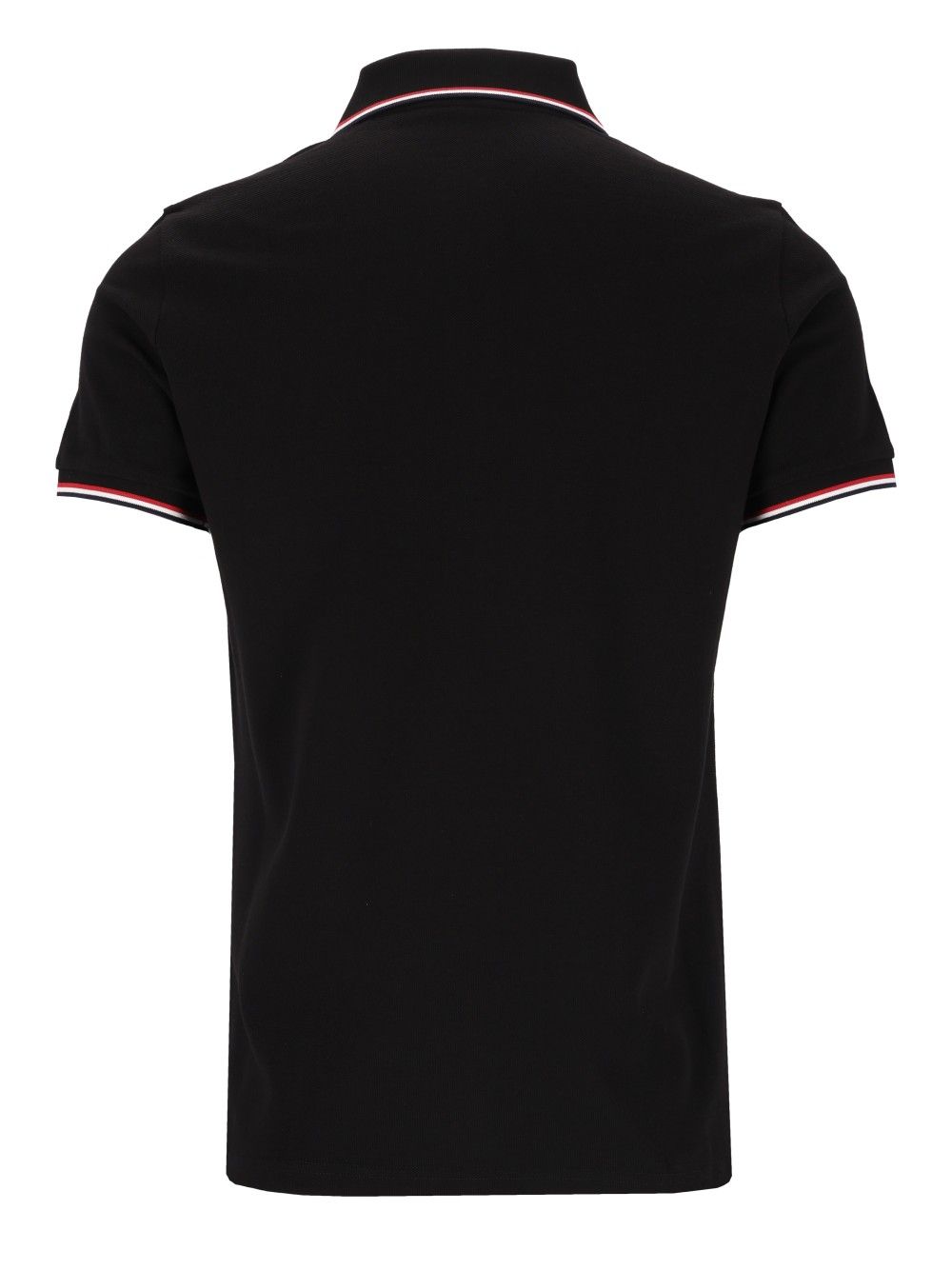 Moncler Cotton Pique  With Tricolour Trim Polo shirt - Nero | 4144368620ad76b8a2c7b56bb04688929977c14d