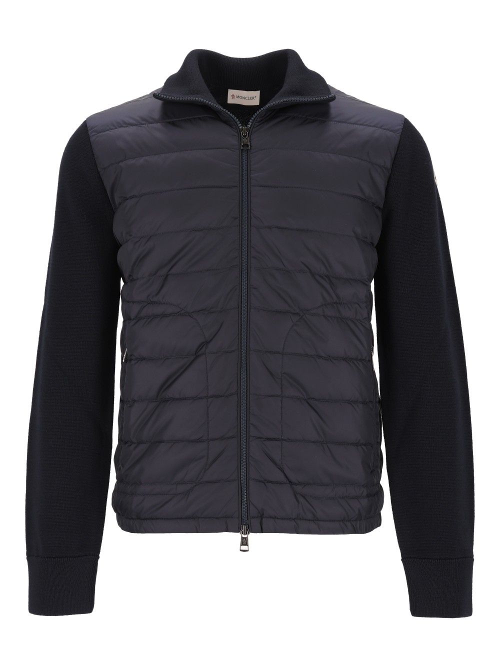 Moncler Quilted Jacket With Zip Knitwear - Blu | 0dda8a74e62da18483e1193e489693d6b0f4d15f