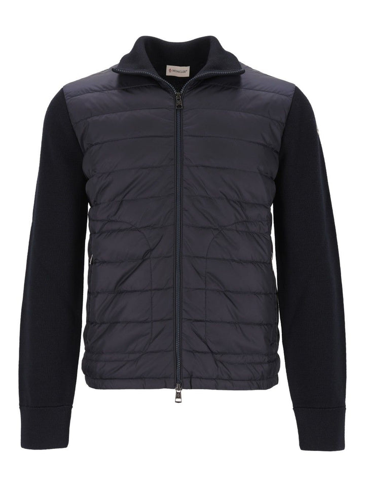 Moncler Quilted Jacket With Zip Knitwear - Blu | 0dda8a74e62da18483e1193e489693d6b0f4d15f