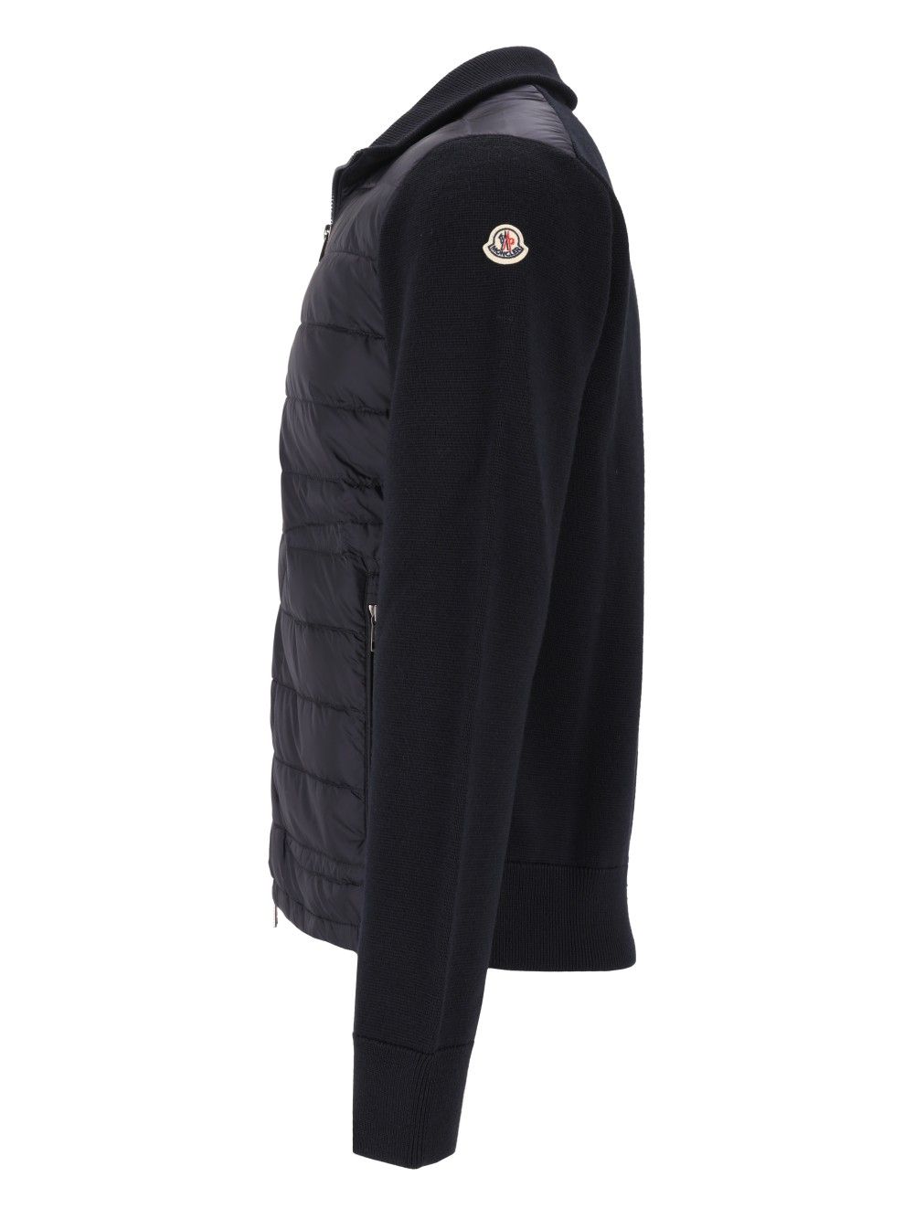 Moncler Quilted Jacket With Zip Knitwear - Blu | 2d5159684a12044cff0f1937c2e4e3a4c663727a