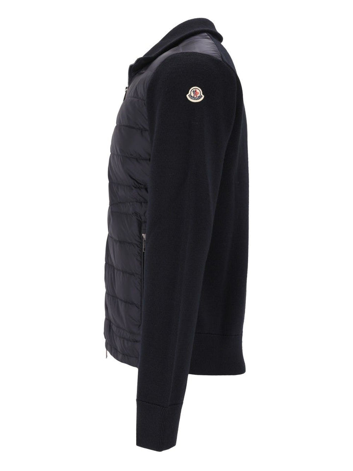Moncler Quilted Jacket With Zip Knitwear - Blu | 2d5159684a12044cff0f1937c2e4e3a4c663727a
