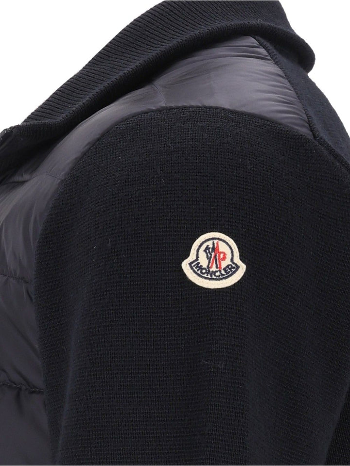 Moncler Quilted Jacket With Zip Knitwear - Blu | 8ccb78a0b2fd62c2ae559e7a28e5445c7b03b510