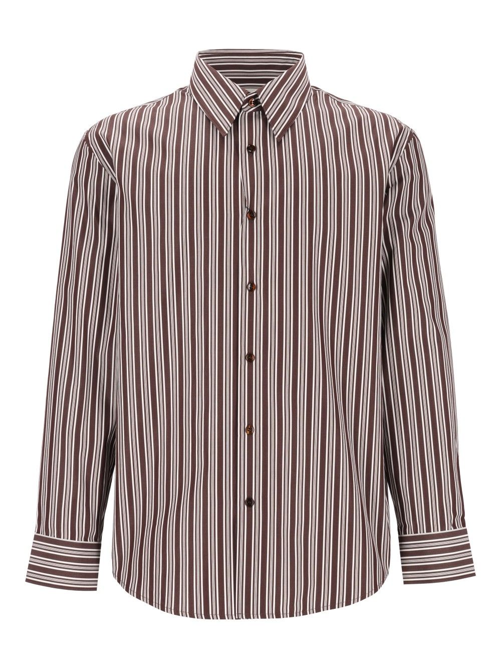 Saint Laurent Striped Cotton Poplin Shirt Shirts - Marrone | 14f7c072f986e814a940d0cf63e48c08e7c6aac8