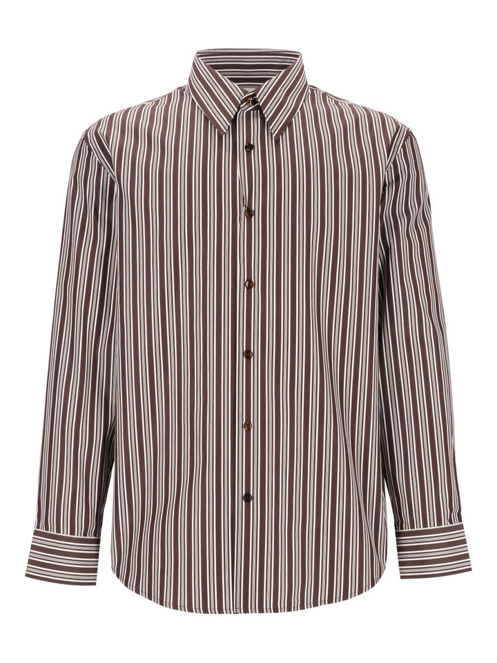 Saint Laurent Striped Cotton Poplin Shirt Shirts - Marrone | 14f7c072f986e814a940d0cf63e48c08e7c6aac8