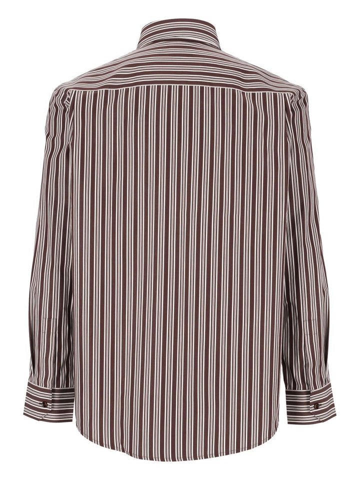 Saint Laurent Striped Cotton Poplin Shirt Shirts - Marrone | 5d49477e4a4385ca61b5fda89ee5a6dae9834101