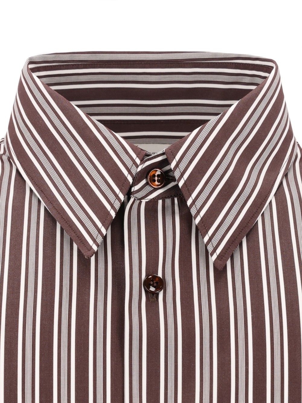 Saint Laurent Striped Cotton Poplin Shirt Shirts - Marrone | d455218b3abdf6787e603b71a799a92b0e9ba3d5