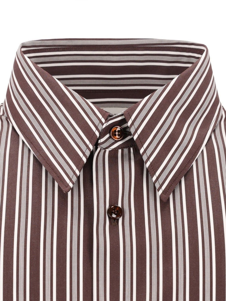 Saint Laurent Striped Cotton Poplin Shirt Shirts - Marrone | d455218b3abdf6787e603b71a799a92b0e9ba3d5