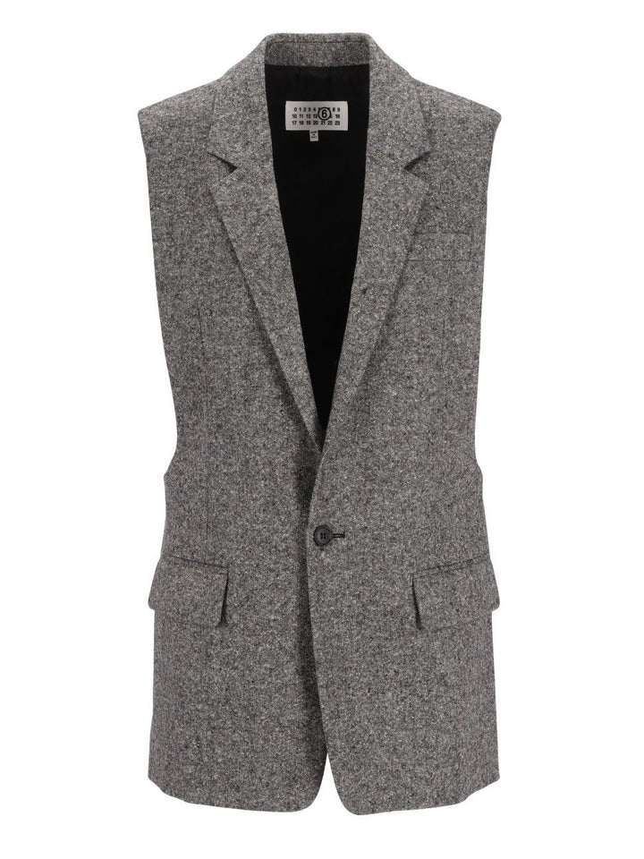 Mm6 Maison Margiela Merino Wool Knitted Vest Giacche - Grey | b1000b8f20d6972e3017d9cbf9a27d309e7b8a88