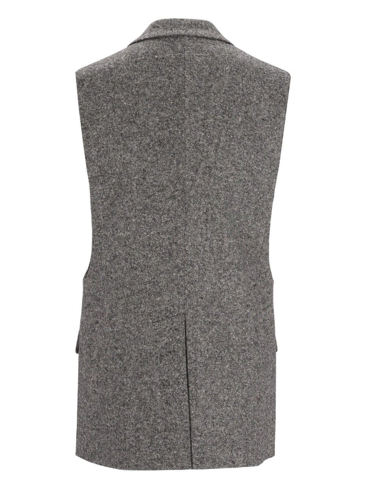 Mm6 Maison Margiela Merino Wool Knitted Vest Giacche - Grey | 51b5afe4a49ae1c3cde8c453cbeecbb48345c632