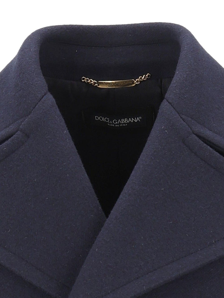 Dolce & Gabbana Double-Breasted Coat Coats - Blu | b4e8beaddf2a68b2295f4b673184e3a4158dfd84