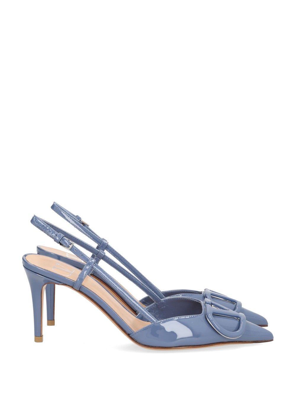 Valentino Garavani Vlogo Signature Patent Leather Slingback Decollete - Light blue | c96bfd8877f55a479af353210265df31c9166f82