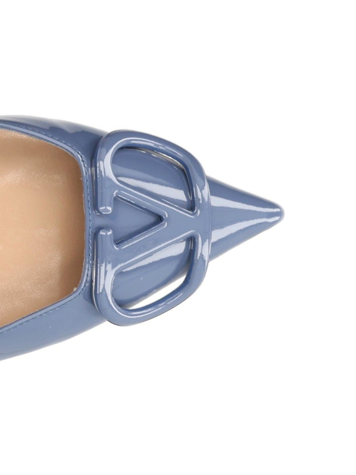 Valentino Garavani Vlogo Signature Patent Leather Slingback Decollete - Light blue | cccccde1313caab35cca177ec0088ee33beaed37