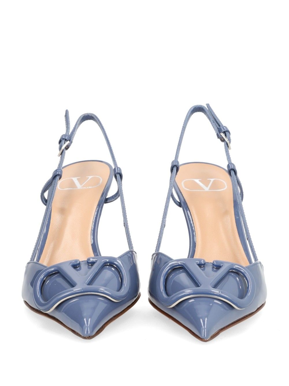 Valentino Garavani Vlogo Signature Patent Leather Slingback Decollete - Light blue | 6d743ec88b04173bb7401191b784154768fe649f