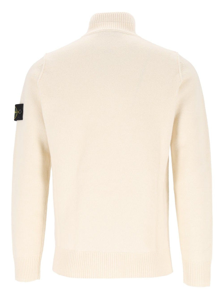 Stone Island Short Zip Sweater Knitwear - Bianco | 3be1e2e158ba4af36475944f92939081ac442ff6