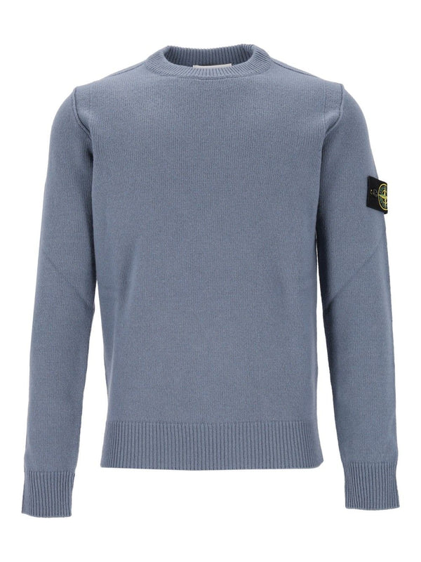 Lambswool Crew Neck Sweater Sweatshirts Blu