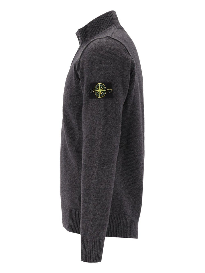 Stone Island Short Zip Sweater Knitwear - Grey | 840284ded6d387f72caefd52bbca6395218504a0