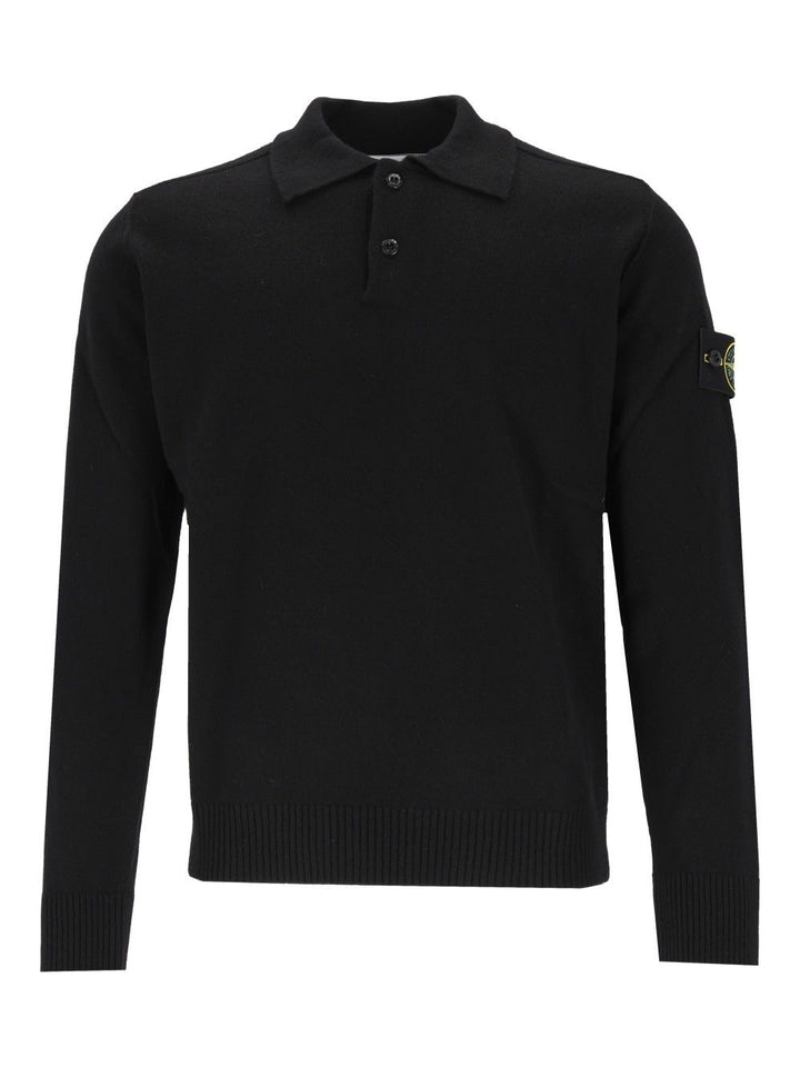 Stone Island Rws Geelong Lightweight Wool Polo Sweater Knitwear - Nero | ce50653de906a9fa10d44f406fd447cc2aba5a1d