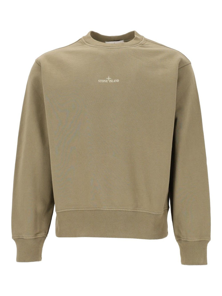 Stone Island Organic Cotton Fleece Crewneck Sweatshirt Sweatshirts - Verde | 9b7c71ed103733e3317f5dd86564adf14e509256