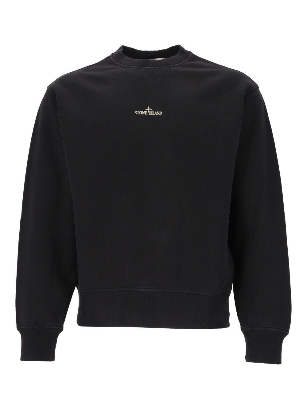 Stone Island Organic Cotton Fleece Crewneck Sweatshirt Sweatshirts - Nero | 293e8f1177b443aeabae53c79ad9a2efb46b7cc1